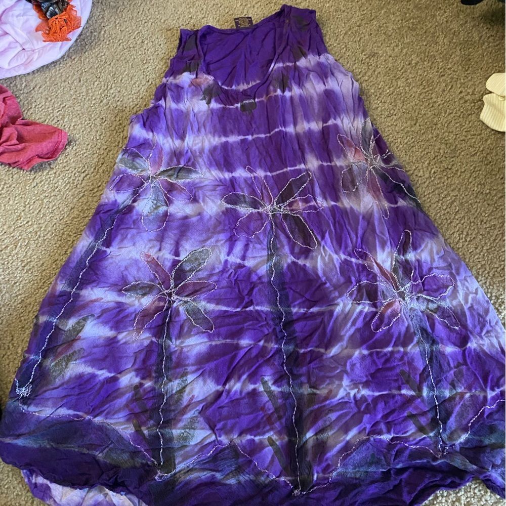 Womens Purple Free Size Casual Hippie Dress